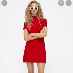 Zara knit mini dress with high collar